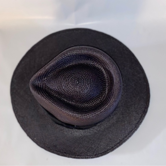 MODERN MONARCHIE Black Straw Fedora Short Brim - Picture 8 of 13